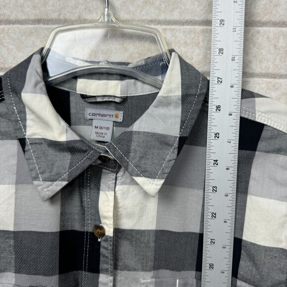 Carhartt Men’s Black Gray Buffalo Plaid Long Sleeve Button-Up Shirt M - Picture 9 of 12